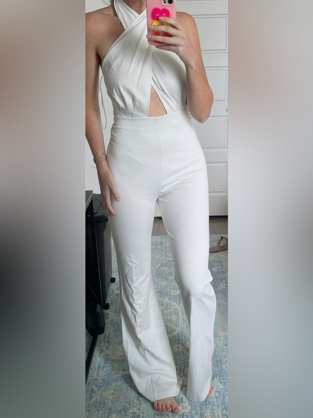 Amanda Uprichard White Halter Cutout Jumpsuit - Elegant Women's Jumpsuit